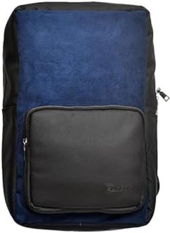 Buy Safety Leather Two Way Zipper Laptop Backpack With Zipper Leather Pocket And Chamois Front For Laptop Protection - Black Navy in Egypt