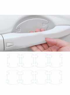 Buy Car Door Handle Sticker, 8PCS 3d Transparent Bowl Scratch Protector Universal Waterproof Anti-scratch Paint Invisible Protection Film for Most Models in Saudi Arabia