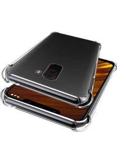 Buy Xiaomi Poco F1 Anti Burst Case Crystal Clear With Transparent Hard Plastic Back Plate and Soft TPU Gel Bumper in Egypt
