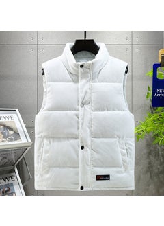 اشتري Light luxury corduroy mens vest down cotton vest autumn and winter texture fashion brand waistcoat mens thickened cotton couple coat Corduroy vest White في الامارات