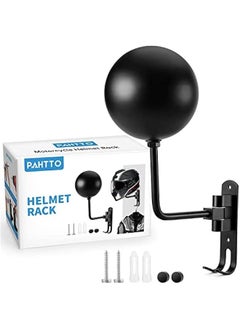 Buy Motorcycle Helmet Wall Mount Holder with Double Hook for Coats, Caps, and Hats - 180 Degree Rotation Helmet Hanger for Motorcycle Accessories in Saudi Arabia