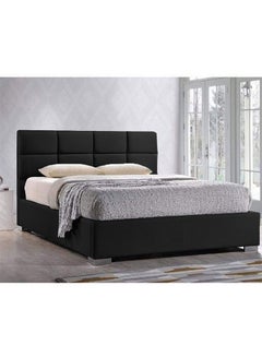 Buy Lombardia | Wooden Bed Frame Upholstered in Velvet - Black in Saudi Arabia