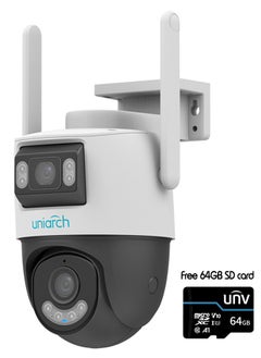 Buy UNIARCH Dual Lens (3.0 MP + 3.0 MP) Outdoor Smart WiFi 360º PTZ CCTV Camera - UHO-P2S-M33F34 with free 64GB SD card in UAE