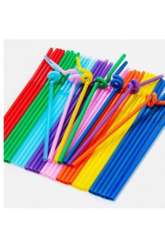 اشتري Disposable Flexible Plastic Drinking Straw Flex Wrap Mixed Color 6X26CM 100pc في الامارات