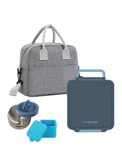 اشتري Eazy Kids Jumbo Bento Lunch Box with Lunch Bag and Thermos & Dip Jar- Grey في الامارات