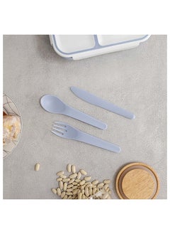 اشتري Lets Eat Cutlery Set Plastic Spoon Fork And Knife With Storage 16.2X8.2X2 Cm Blue في الامارات