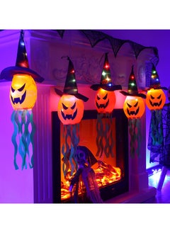 Buy Festival Decorations Hanging Pumpkin with Witch Hats, 5 Pack Lighted Pumpkins Decor Indoor, Led Colorful String Lights Waterproof Battery for Home Porch Yard Garden Outside 5 Pcs(Pumpkin) in UAE