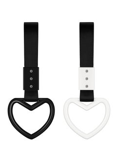 Buy 4 Pieces Heart-shaped Rings Car Handle Straps, Car Decor Car Handle Straps Rear Bumper Warning Ring Car Interior (Black, White) in Saudi Arabia