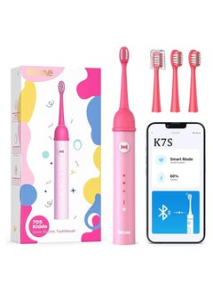 Buy K7S Kids Electric Toothbrush for Age 4+, Rechargeable Power Toothbrush with Pressure Sensor, Bluetooth Kids Toothbrush Boys and Girls, 3 Modes, 2Mins Smartimer in UAE