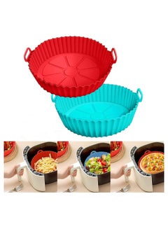 Buy 2 Pack Air Fryer Silicone Liners, Basket Bowl for 3 to 5 QT, Replacement of Flammable Parchment Paper, Reusable Baking Tray Oven Accessories, Red+Blue, (Top 8in, Bottom 6.75in) in UAE