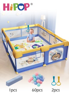 Buy Playpen for Baby 180*200cm,Kids Play Mat Set,with 60 Sea Balls,Firm Suction Cup and Structure,Cartoon Play Game Fence for Kids Safe in Saudi Arabia