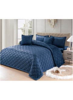 Buy Single winter quilt set, two sides system, velvet face and soft fur face, 4 pieces, light fixed filling, quilt size 160 x 210 cm in Saudi Arabia