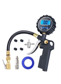 Buy Digital Tire Inflator with Pressure Gauge, 250 PSI Air Chuck and Compressor Accessories Heavy Duty with Rubber Hose and Quick Connect Coupler for 0.1 Display Resolution in UAE