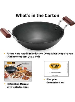 Buy Futura Hard Anodised Deep-Fry Pan Kadhai Flat Bottom Without LID and Induction Compatible Base 2.5 Litre s Black in UAE