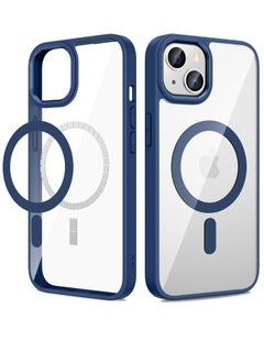 Buy for iPhone 13 & iPhone 14 Magnetic Case Compatible with MagSafe, Clear Hard PC Back + Soft TPU Frame Slim Resist Scratches Shockproof Bumper Case for iPhone 13 / iPhone 14 6.1" -BLUE in Egypt