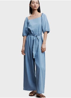 Buy Puff Sleeve Tie Detail Jumpsuit in UAE