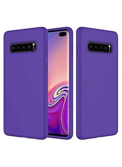 Buy Silicone Case Liquid  Gel Rubber Samsung Galaxy S10 plus Shockproof Case Microfiber Cloth Cushion Thin Protective Phone Case for Samsung Galaxy S10 plus (purple) in Egypt