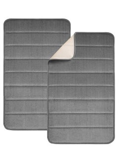 Buy Bath Mat 2 Pack, Memory Foam Bath Mat Non Slip,Soft & Comfortable Bath Mat With Highly Absorbent Bathroom Mat Non Slip for Shower, Tub and Floor, Non Slip Grey 50x80cm in UAE