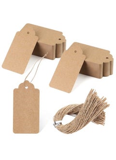 اشتري 2X4 Inch Kraft Paper Tags 100 Pcs Gift Tags Craft Hang Tags With Free 100 Root Natural Jute Twine For Gifts Arts And Crafts Wedding Holiday في السعودية