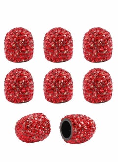 اشتري 8 Pack Bling Red Valve Stem Caps, Sparkling Handmade Crystal Rhinestone Universal Car Tire Caps Covers Chrome Attractive Dustproof في الامارات