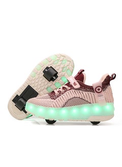 Buy Roller Shoes USB Charge Girls Boys Sneakers with Wheels LED Roller Skates Shoes in Saudi Arabia