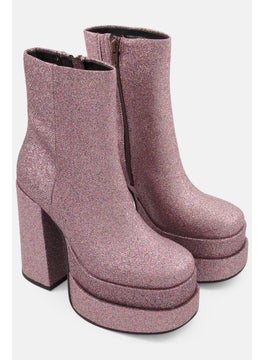 Buy Women Glitterize Ankle Boots, Pink in UAE