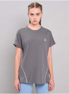 Buy Contrast Piping Detail Longline Active T-Shirt in Saudi Arabia