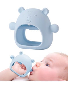 Buy Silicone Teething Mitten with Cute Bear Shape, BPA-Free and Anti-Drop Teether Toy for Baby Soothing Teething Pain Relief, Blue in Saudi Arabia