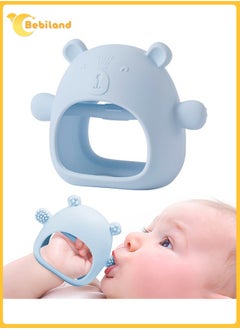 Buy Silicone Teething Mitten with Cute Bear Shape, BPA-Free and Anti-Drop Teether Toy for Baby Soothing Teething Pain Relief, Blue in Saudi Arabia