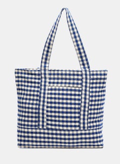 Buy Checkerd Cotton Shopper Bag in Saudi Arabia