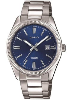 Buy Casio Men's Silver Analog Metal Strap Blue dial Watch MTP-1302PD-2AVEF in UAE