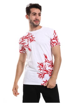 Buy White Rabbit White & Red Coral Reef Printed Corners Slip On Tee in Egypt