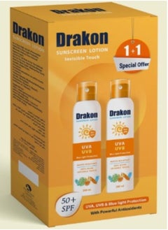 Buy Drakon Sunscreen Lotion, SPF 50+ 200 ml 1+1 in Egypt