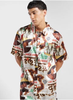 Buy Viet Cong Beer Satin Button Up Shirt in UAE