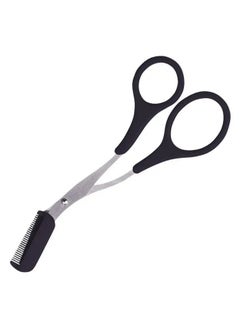 اشتري Eyebrow Trimmer Scissor With Comb Hair Removal Grooming Shaping Stainless Steel Eyebrow Remover Makeup Tool -Black في الامارات