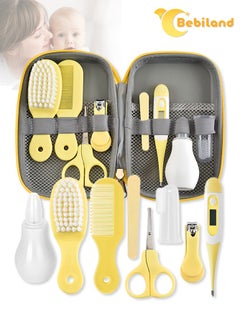 Buy 8-Piece Baby Care Kit with Thermometer, Nasal Aspirator, Toothbrush, Emery Board, Nail Clipper, Scissor, Brush and Comb, Portable Essential Daily Care Bathing Tool for Toddler Infant, Yellow in UAE