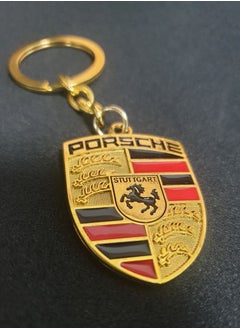 Buy Car keychain Double Faced logo for Porsche  Gold in UAE