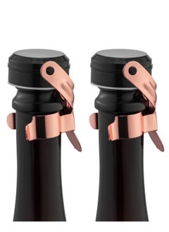 اشتري 2 Pack Rosegold Champagne Wine Bottle Stoppers Stainless Steel with Food Grade Silicone, Leak Proof Keep Fresh Reusable Saver في الامارات