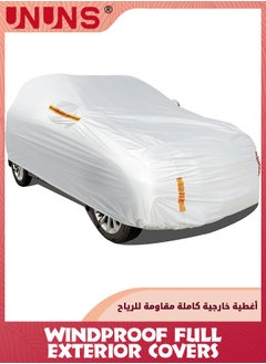 اشتري Full Car Covers,Full Exterior Covers For Car,Universal Automobile Cover Waterproof Car Hood For All Weather,Sun Rain Wind Protection Vehicle Cover With Reflective Strip,Grey L-470X190X185CM في الامارات