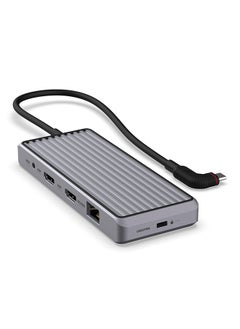 Buy Unisynk USB-C Hub, Dual display USB-C Hub (10-in-1) with fullHD@60Hz HDMI, 100W USB-C PD, 5 Gbit/s USB-A and USB-C data ports, Ethernet, Audio 3,5 mm, for Lenovo, Dell, HP and more in UAE