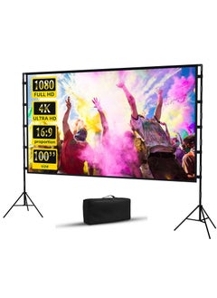 Buy Portable 100 inch 16:9 Foldable Projection Screen Soft Curtain With Tripod Stand and Carrying Bag for Indoor Outdoor Home Theater Backyard Cinema Travel in Saudi Arabia