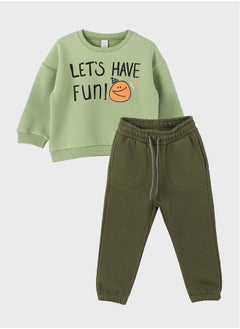 اشتري Crew Neck Printed Baby Boy Sweatshirt and Sweatpants 2-Pack في مصر