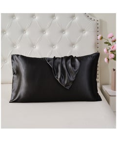 اشتري Satin Pillowcases 2-Pcs Soft And Silky Pillow Cover For Hair And Skin Care With Envelope Closure (Without Pillow Insert),Black في السعودية