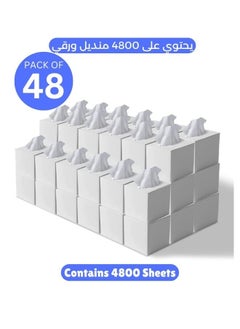 Buy 2 Ply Facial Tissue 4800 Sheets in Cube Boxes - Contains 48 Box of 100 Premium Quality Soft and Absorbent Tissues in UAE