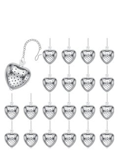 اشتري 20 Pcs Tea Strainer, Stainless Steel Tea Ball Infuser, Loose Leaf Tea Steeper Tea Interval Diffuser, Heart Shape Mesh Tea Filters with Extended Chain Hook for Seasonings Cup Bottle (Silver) في السعودية