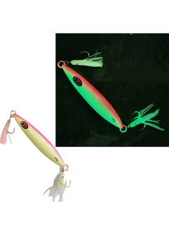 Buy 2 Pcs Sea Fishing Luminous Bait, Hard Jigging Spinner Bait with Four Hooks , Fishing Lures Subbait, Glow-in-the-dark Squid Hook, Lead Fish and Squid Four Hooks, Glow-in-the-dark Iron Bait in Saudi Arabia