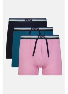 اشتري Men 3 Pc Textured Boxer Briefs, Navy/Pink Combo في السعودية