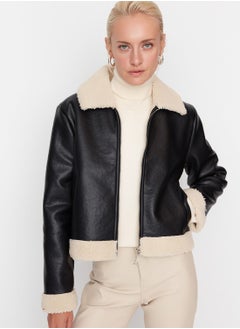 Buy Zip Through Fur Detail Jacket in UAE