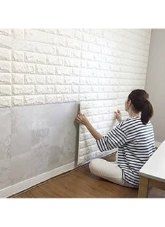 Buy 10PCS Self Adhesive Wall Stickers 3D DIY Tile Brick Wall Stickers Self-Adhesive Wallpaper Decals PE Foam in UAE