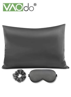 Buy 4PCS Pillowcase for Hair and Skin Vegan Silk Pillowcase Set 2 Satin Pillowcases 1 Eye Mask 1 Scrunchie-Luxury Sleep Set Leopard Black in Saudi Arabia